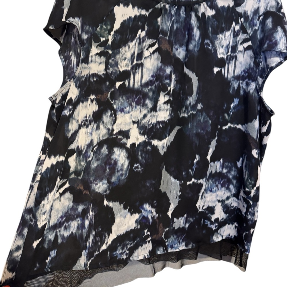 ❤️Simply Vera Vera Wang Black/Gray Print Cap Sleeve Top   XLARGE     #T - Picture 2 of 9